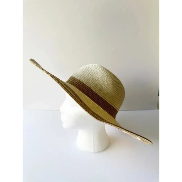 MAGID HATS Wide Brim Two Tone Cream Tan Sun Hat Beach Summer0 - Picture 2 of 5